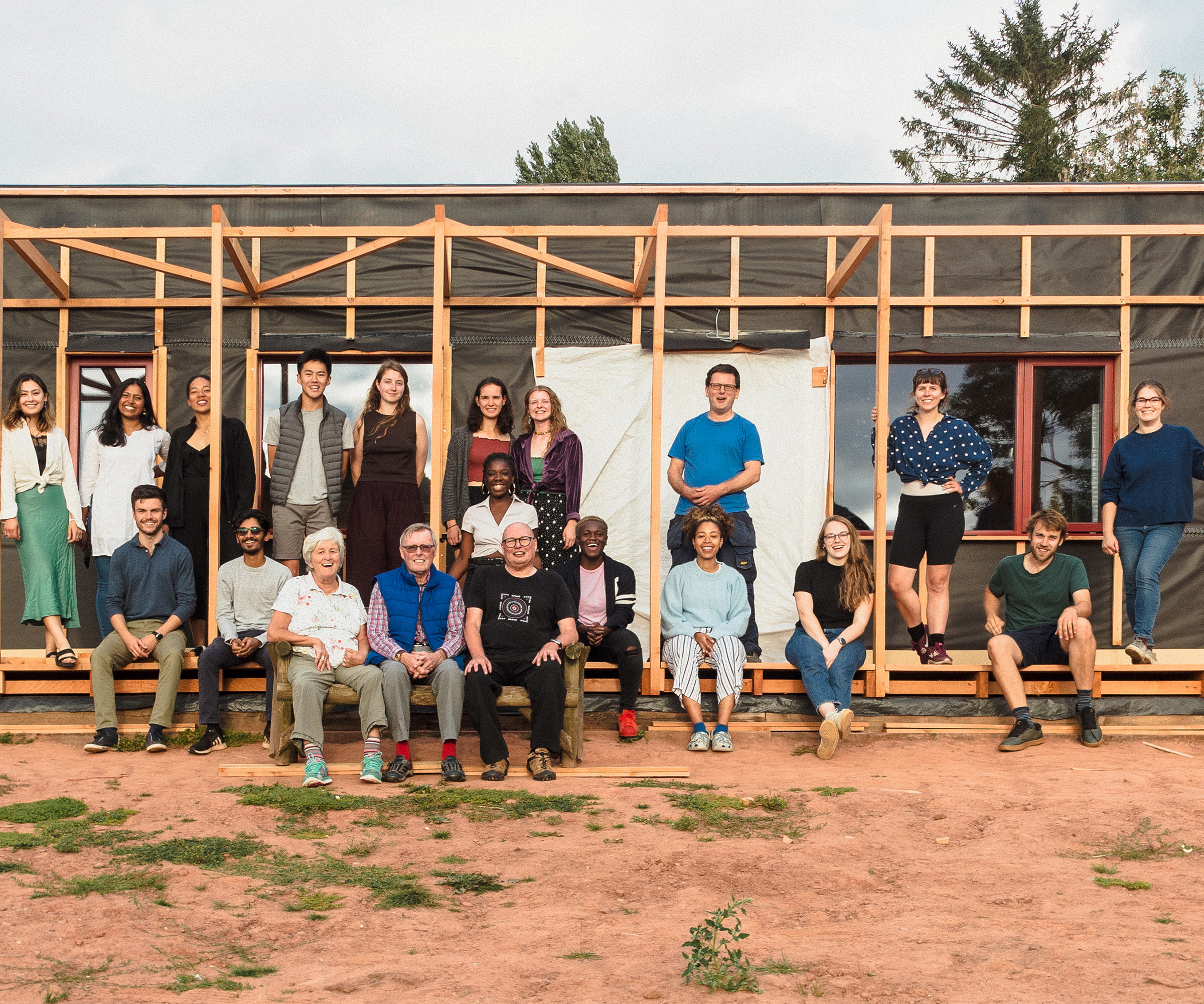 Student participants from diverse backgrounds involved in the construction of  a sustainable self build and alternative working practices