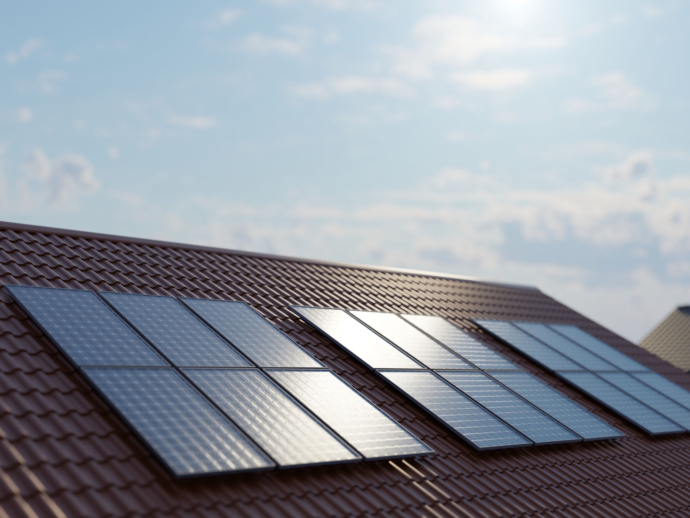 Solar panels on household roof
